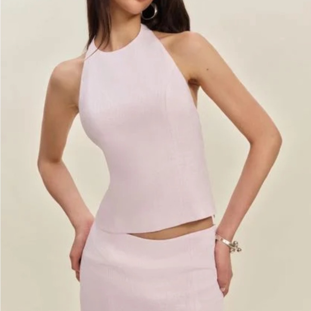Reformation Light Pink Halter Top and Skirt Set